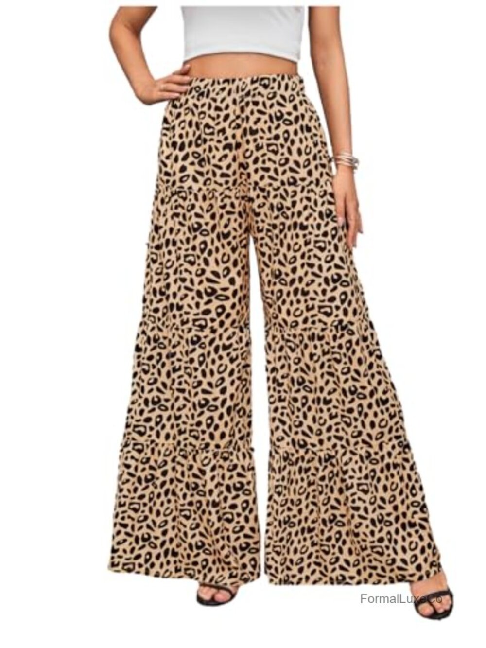 High Waist Ruffle Wide Leg Palazzo Pants Loose Beach